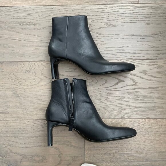 Oak + Fort 5627 2.75" Heeled Leather Booties w Inside Zip Closure Black Sz 8 - Picture 5 of 10